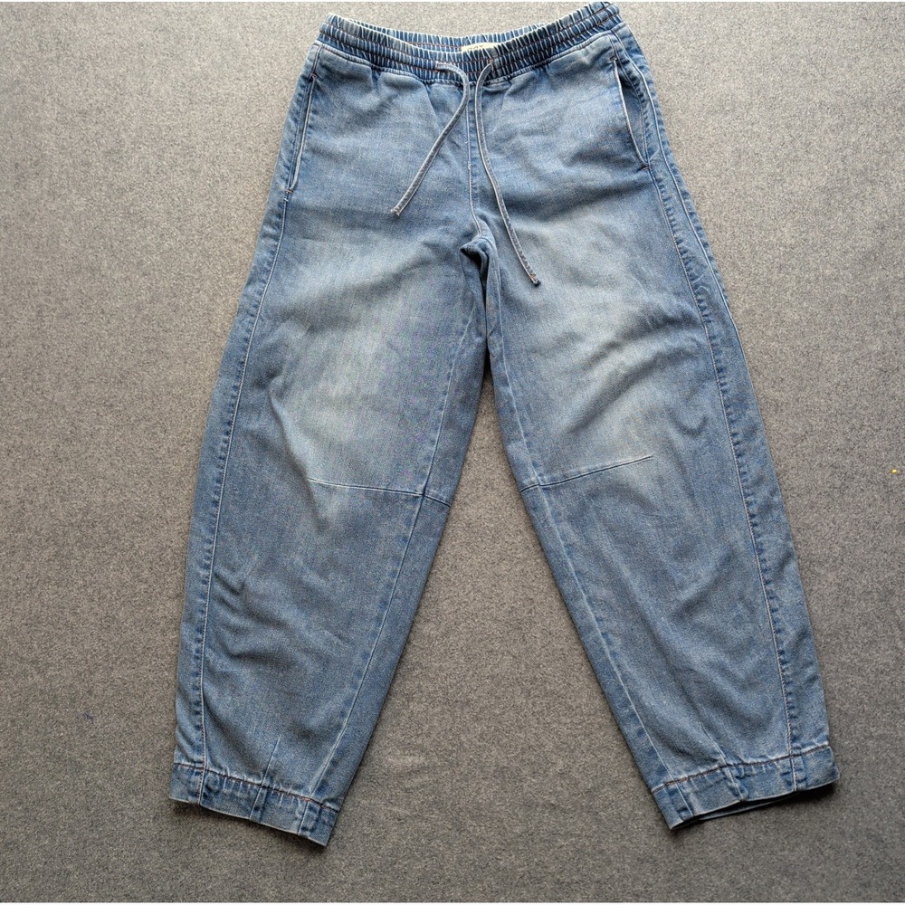 Oat Women's Barrel Leg Jeans Cloud Luxe Denim Size 4 Light Wash Stretch